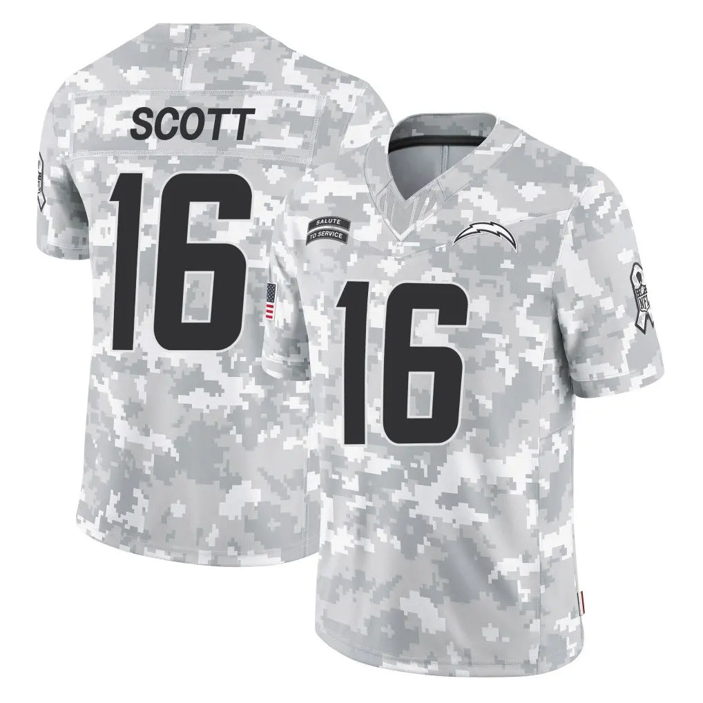 LA.Chargers #16 J.K. Scott Player Arctic Camo Salute To Service Limited Game Odoa Stitched Jerseys