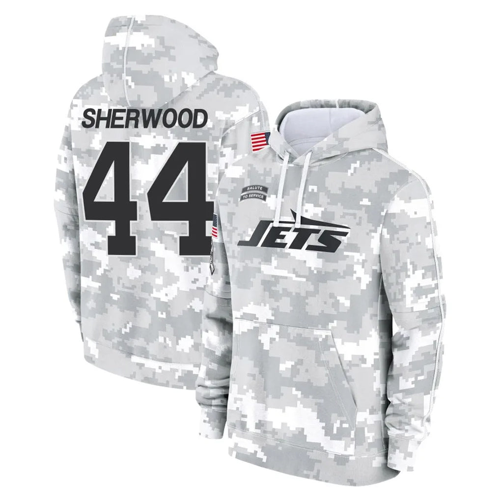 NY.Jets #44 Jamien Sherwood Player Arctic Camo Salute to Service Pullover Hoodies Limited Game Odoa Stitched Jerseys