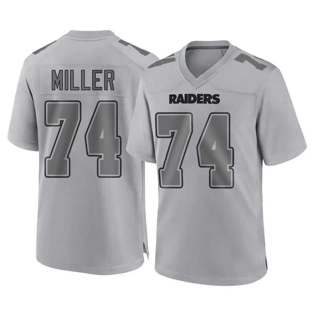LV.Raiders #74 Kolton Miller Player Gray Atmosphere Fashion Limited Game Odoa Stitched Jerseys