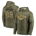 KC.Chiefs #88 Tony Gonzalez Player Olive Salute to Service Pullover Hoodies Home Game Odoa Stitched Jerseys