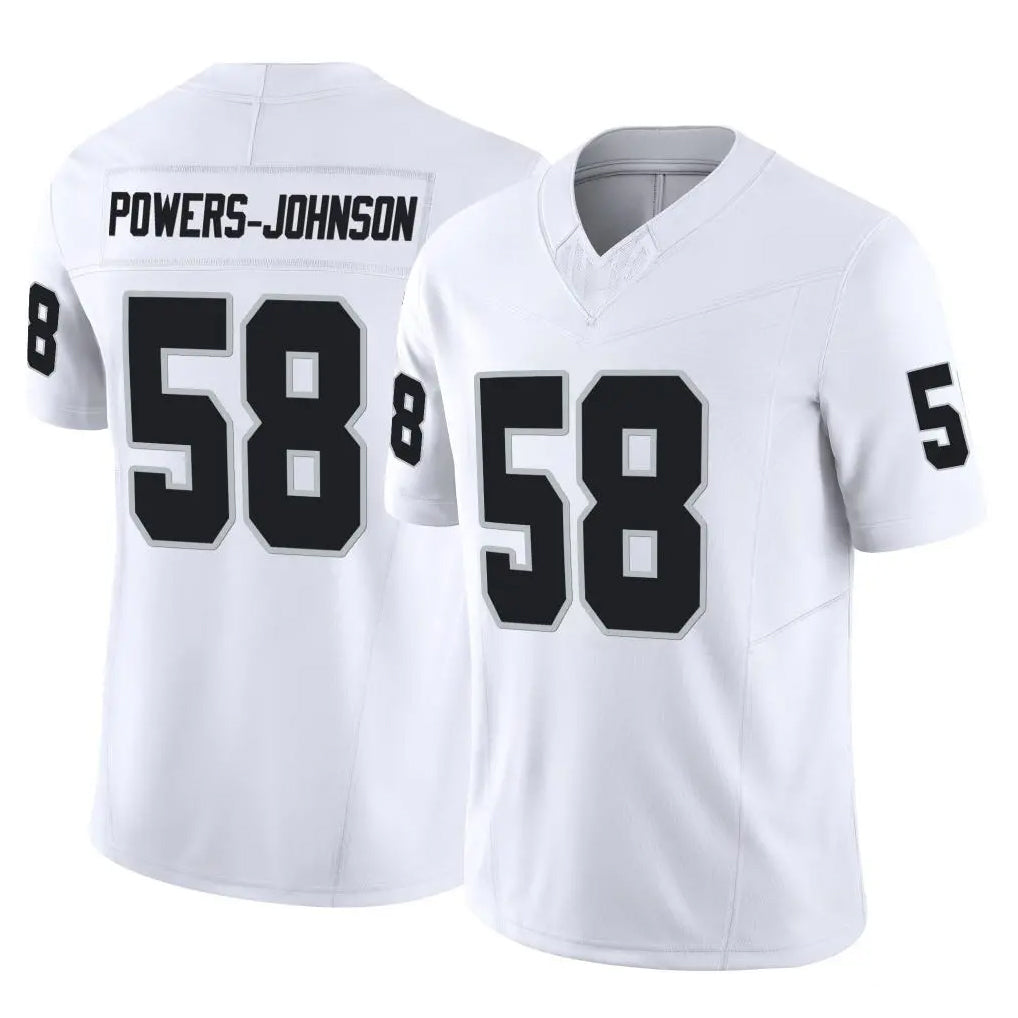 LV.Raiders #58 Jackson Powers-Johnson Player White Limited Vapor F.U.S.E. Home Game Odoa Stitched Jerseys