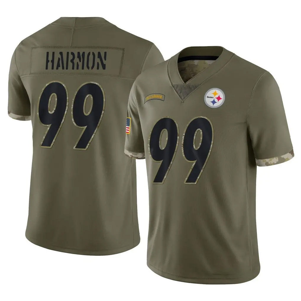 P.Steelers #99 Derrick Harmon Player Olive Limited Salute To Service Home Game Odoa Stitched Jerseys