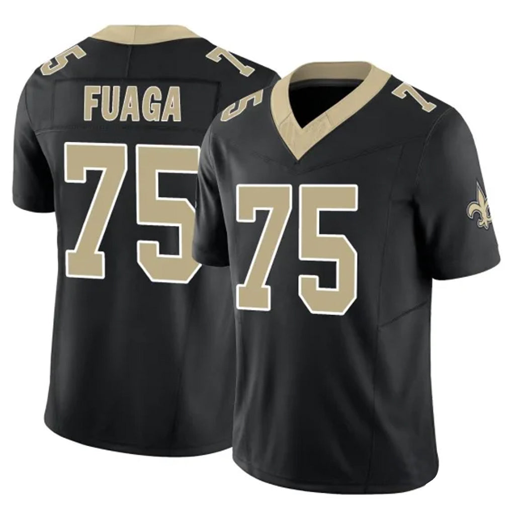 NO.Saints #75 Taliese Fuaga Player Black Limited Vapor F.U.S.E. Home Game Odoa Stitched Jerseys