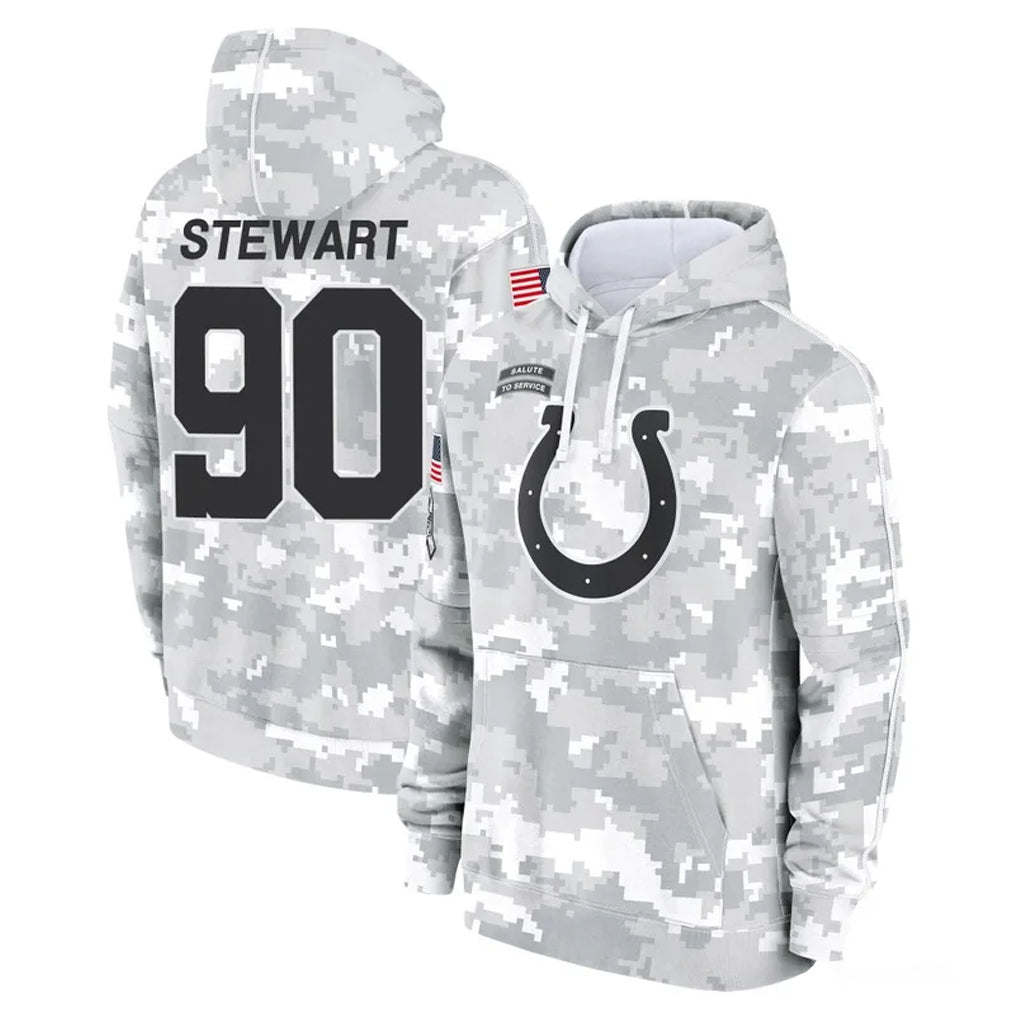 IN.Colts #90 Grover Stewart Player Arctic Camo Salute to Service Hoodies Limited Game Odoa Stitched Jerseys