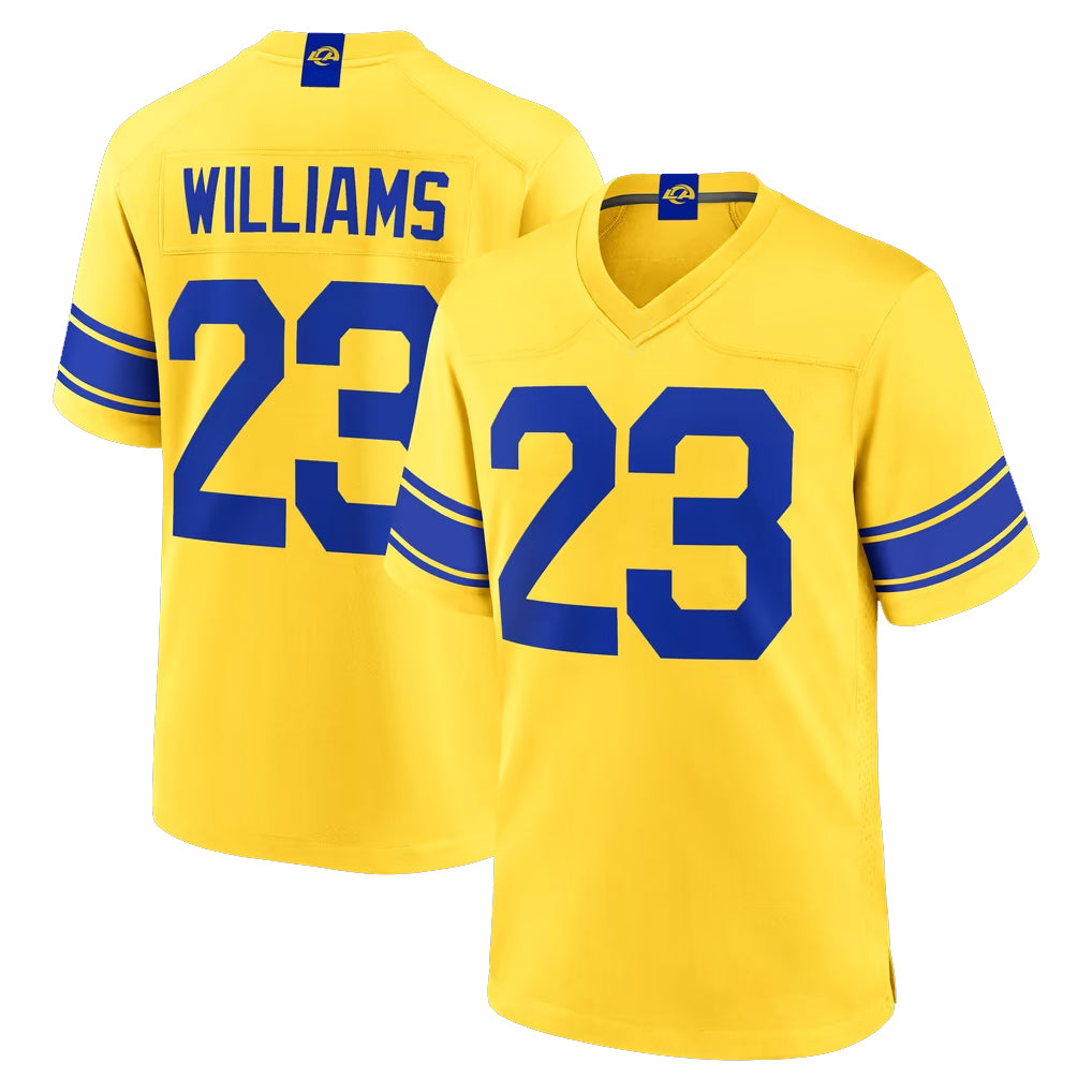 LA.Rams #23 Kyren Williams Player Gold Classic Sol Home Game Odoa Stitched Jerseys