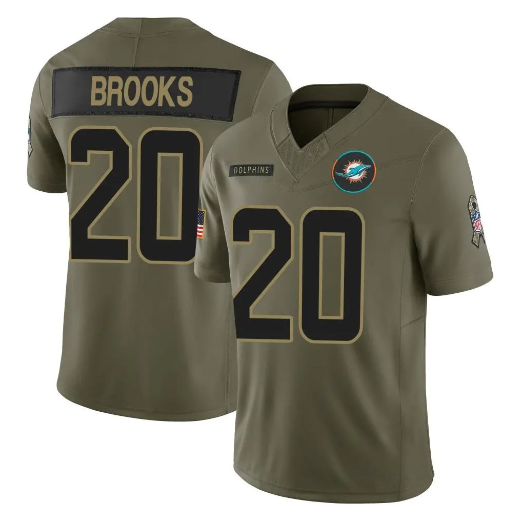 M.Dolphins #20 Jordyn Brooks Player Olive 2025 Salute To Service Limited Game Odoa Stitched Jerseys