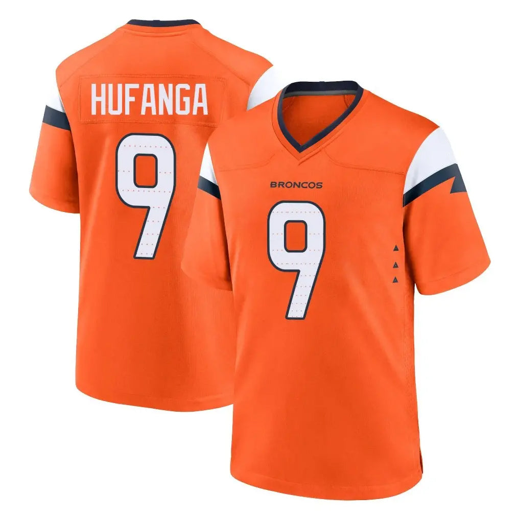 D.Broncos #9 Talanoa Hufanga Player Orange Home Game Odoa Stitched Jerseys