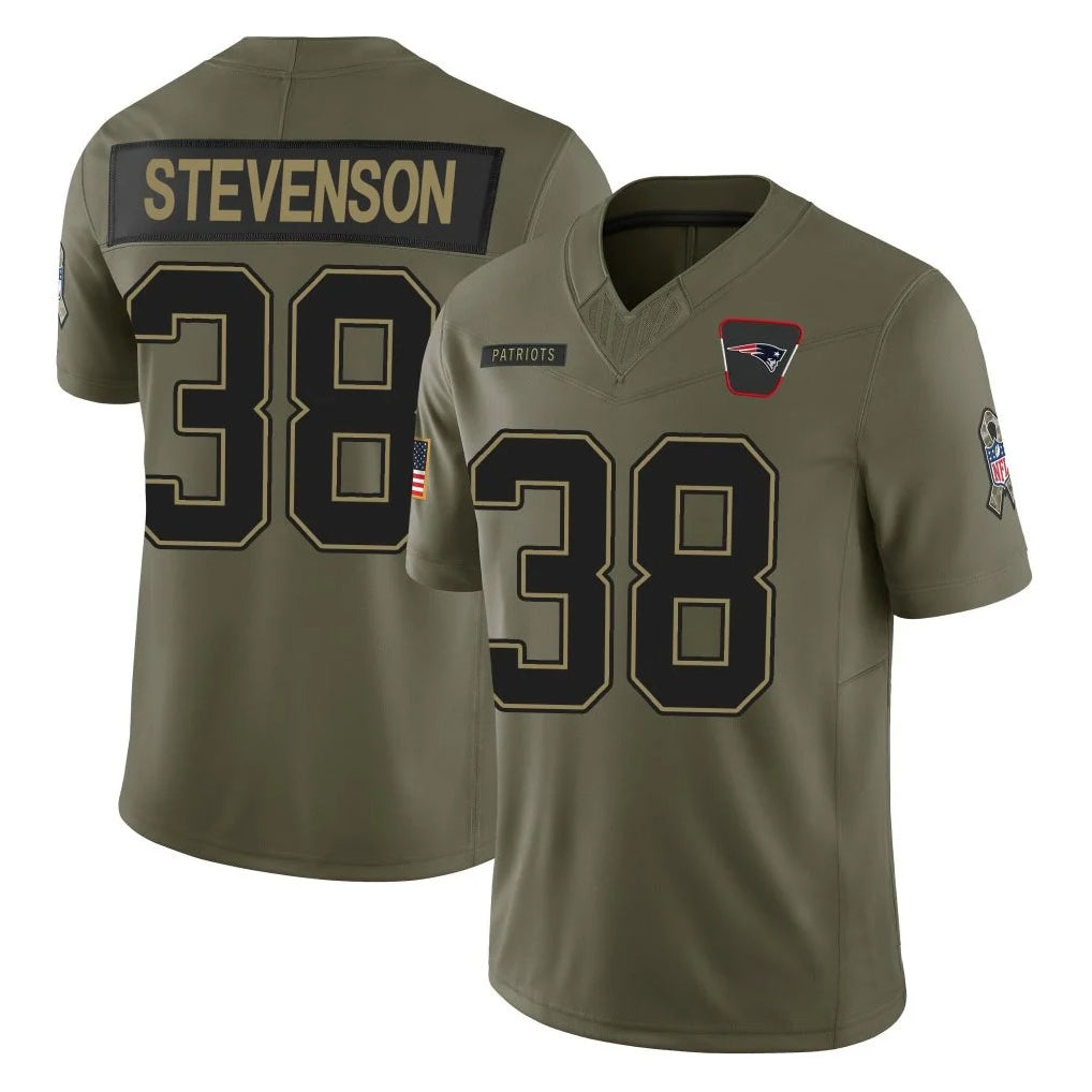 NE.Patriots #38 Rhamondre Stevenson Player Olive 2025 Salute To Service Limited Odoa Stitched Jerseys