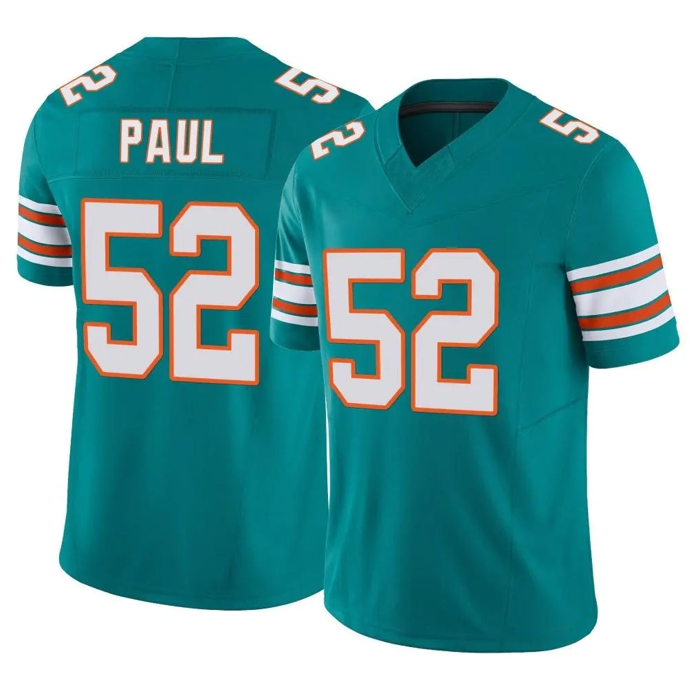 M.Dolphins #52 Patrick Paul Player Aqua Limited Alternate Vapor F.U.S.E. Home Game Odoa Stitched Jerseys