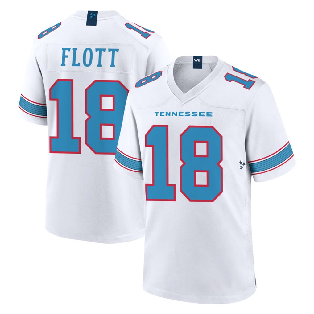 T.Titans #18 Cor'Dale Flott Player White 2026 Game Home Odoa Stitched Jerseys
