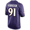 B.Ravens #91 Trey Hendrickson Player Purple Alternate Home Game Odoa Stitched Jerseys