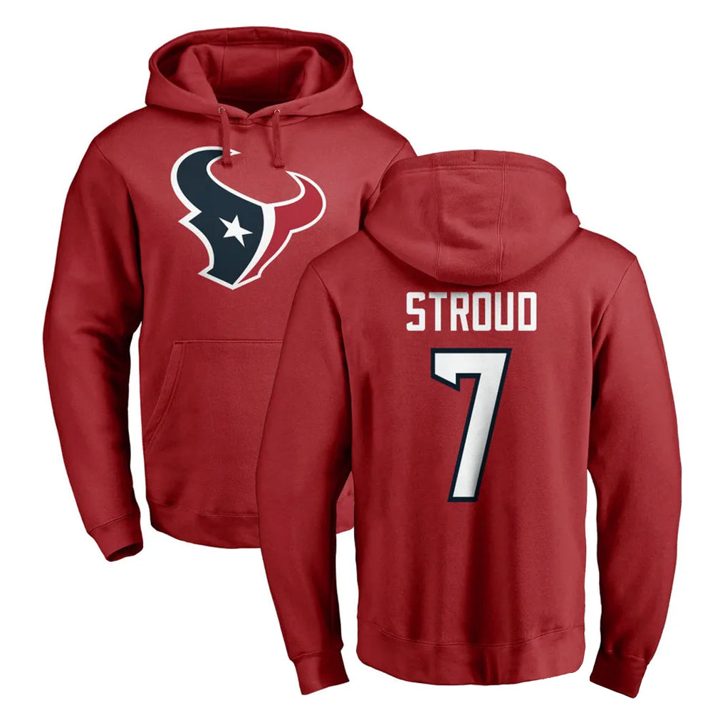 H.Texans #7 CJ Stroud Player Red Pro Line Pullover Hoodie Limited Game Odoa Stitched Jerseys