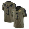 C.Browns #3 Jerry Jeudy Player Olive Salute to Service Limited Home Game Odoa Stitched Jerseys