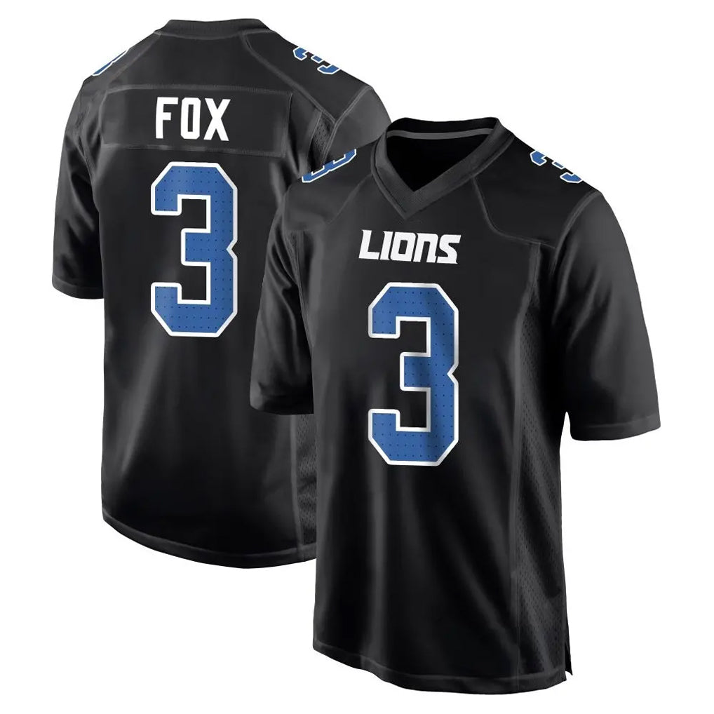 D.Lions #3 Jack Fox Player Black Fashion Home Game Odoa Stitched Jerseys