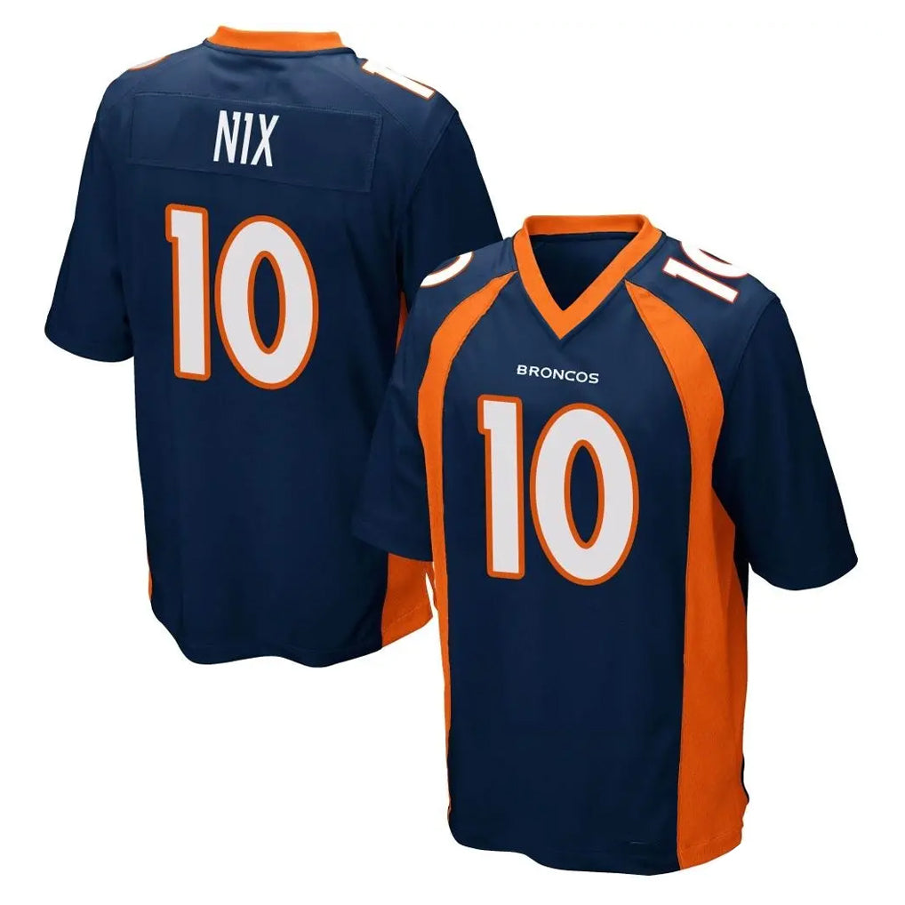 D.Broncos #10 Bo Nix Player Navy Game Odoa Stitched Jerseys
