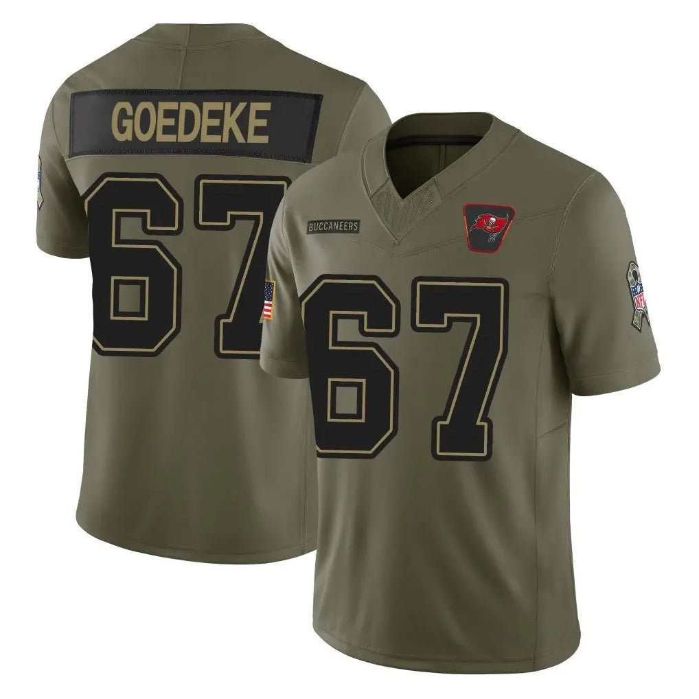 TB.Buccaneers #67 Luke Goedeke Player Olive 2025 Salute To Service Limited Home Game Odoa Stitched Jerseys