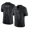 T.Titans #14 Carnell Tate Player Black Limited Reflective Home Game Odoa Stitched Jerseys