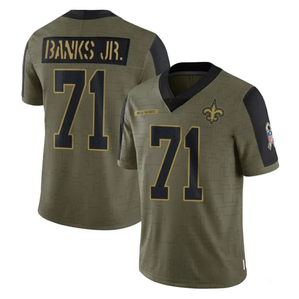 NO.Saints #71 Kelvin Banks Jr. Player Olive Salute To Service Limited Game Odoa Stitched Jerseys