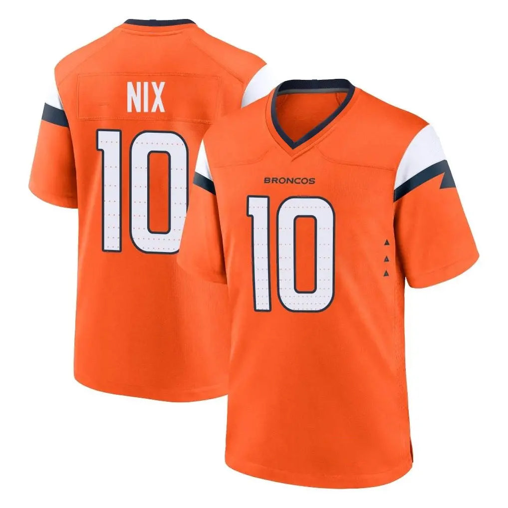 D.Broncos #10 Bo Nix Player Orange Home Game Odoa Stitched Jerseys