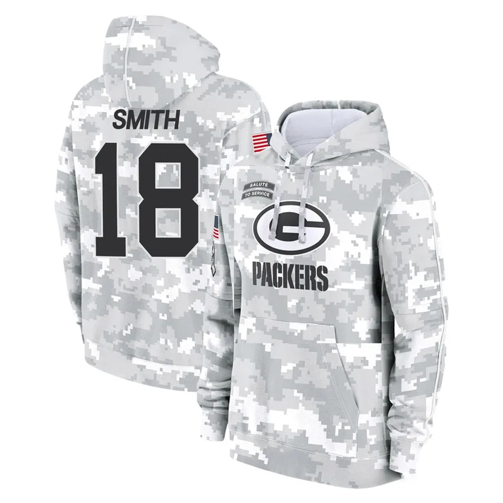 GB.Packers #18 Jonnu Smith Player Arctic Camo Salute to Service Hoodies Limited Game Odoa Stitched Jerseys
