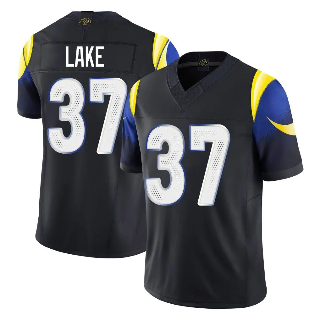 LA.Rams #37 Quentin Lake Player Black Midnight Rivalries Collection Limited Home Game Odoa Stitched Jerseys