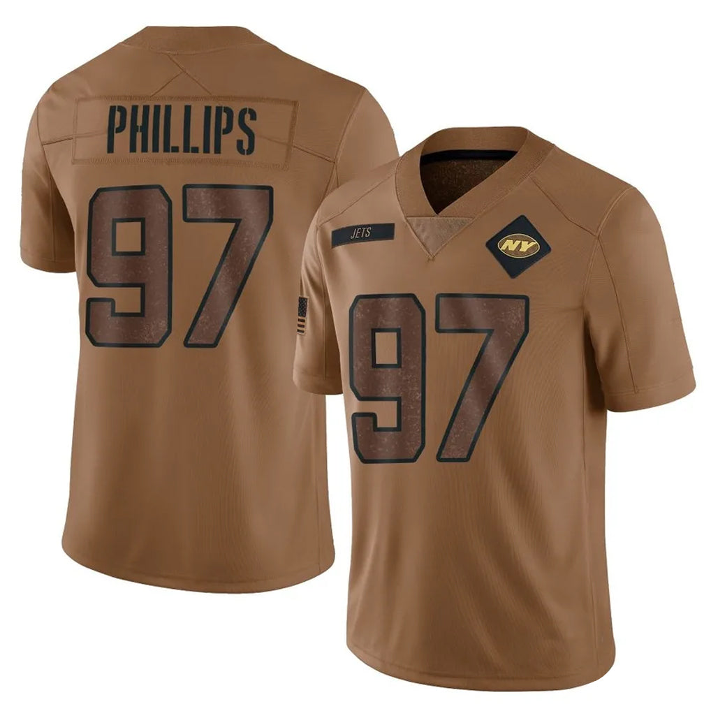 NY.Jets #97 Harrison Phillips Player Brown Salute To Service Limited Odoa Stitched Jerseys