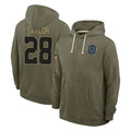 IN.Colts #28 Jonathan Taylor Player Olive Salute to Service Pullover Hoodies Limited Odoa Stitched Jerseys