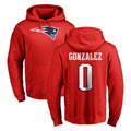NE.Patriots #0 Christian Gonzalez Player Red LOGO Pullover Hoodies Home Game Odoa Stitched Jerseys