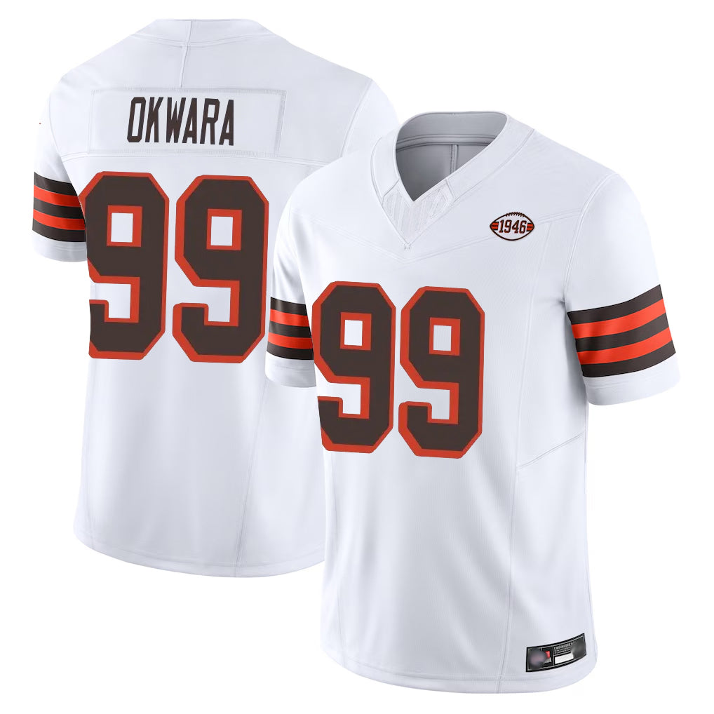 C.Browns #99 Julian Okwara Player White Limited Vapor F.U.S.E. Alternate Game Odoa Stitched Jerseys