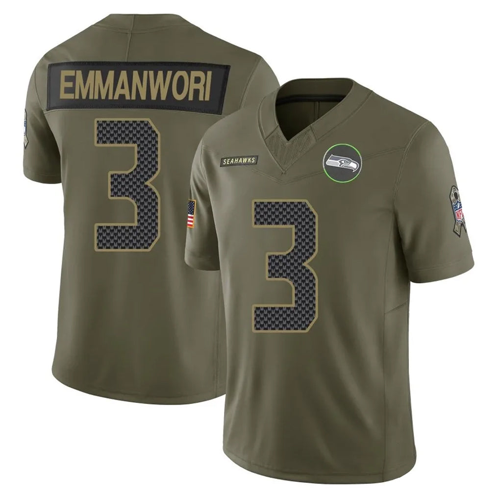 S.Seahawks #3 Nick Emmanwori Player Olive 2025 Salute To Service Limited Home Game Odoa Stitched Jerseys
