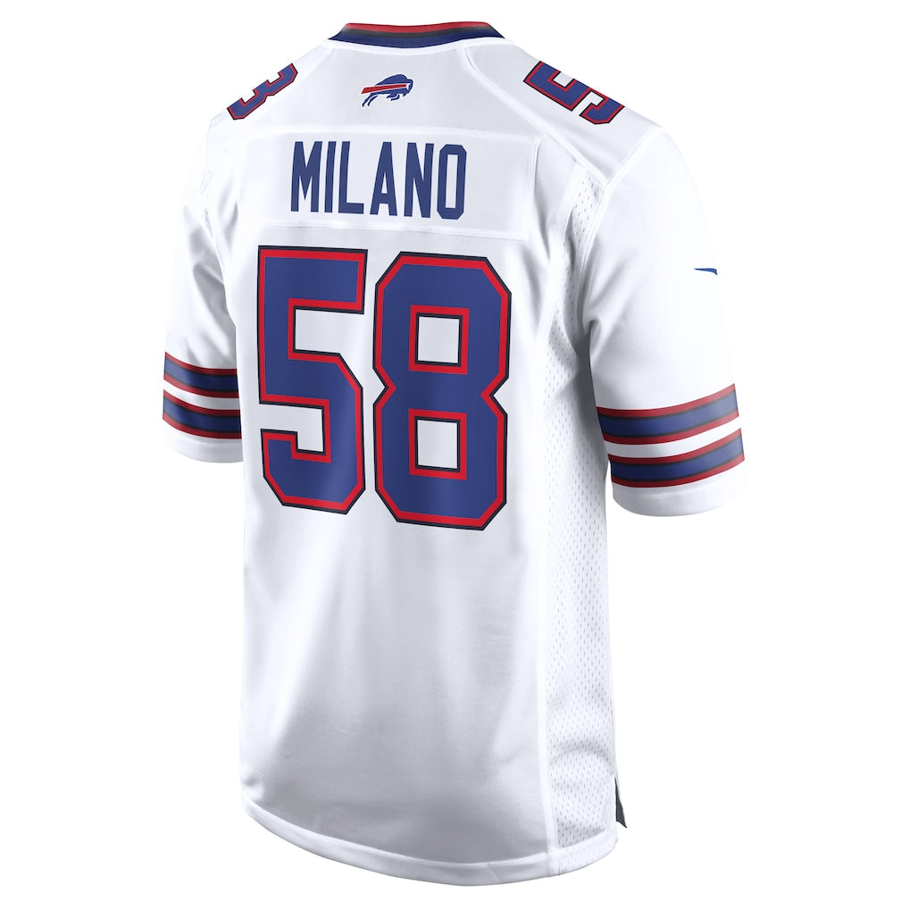 Odoa B.Bills #58 Matt Milano White Away Game Player Jersey