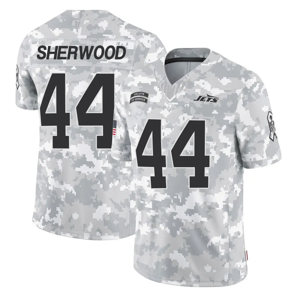 NY.Jets #44 Jamien Sherwood Player Arctic Camo Salute to Service Limited Game Odoa Stitched Jerseys