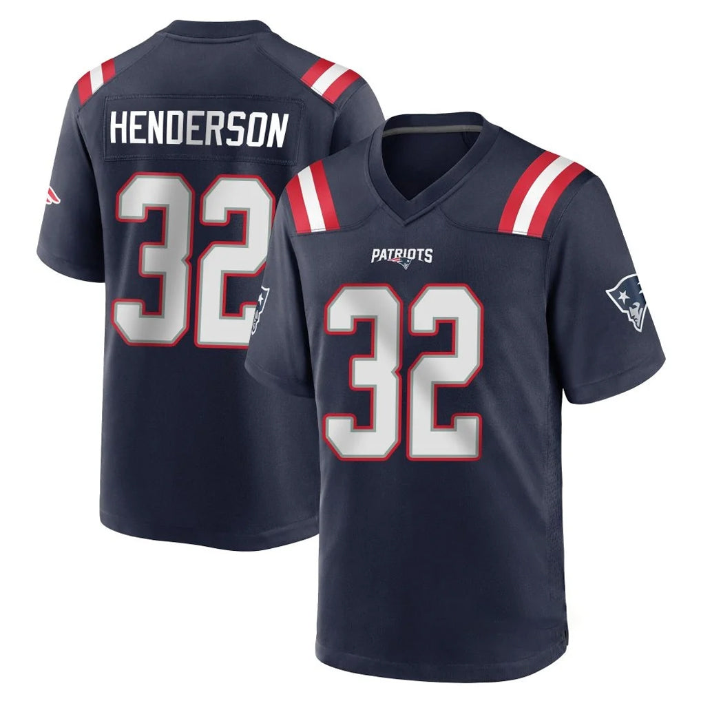 NE.Patriots #32 TreVeyon Henderson Player Navy Home Game Odoa Stitched Jerseys