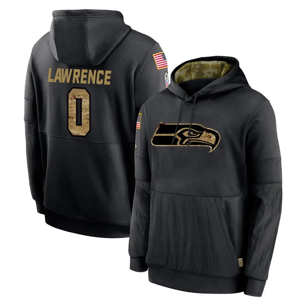 S.Seahawks #0 DeMarcus Lawrence Player Black Salute to Service Hoodies Limited Game Odoa Stitched Jerseys