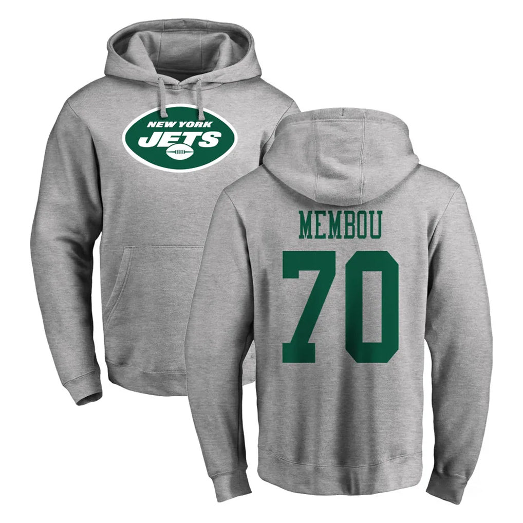 NY.Jets #70 Armand Membou Player Gray LOGO Pullover Hoodies Limited Game Odoa Stitched Jerseys