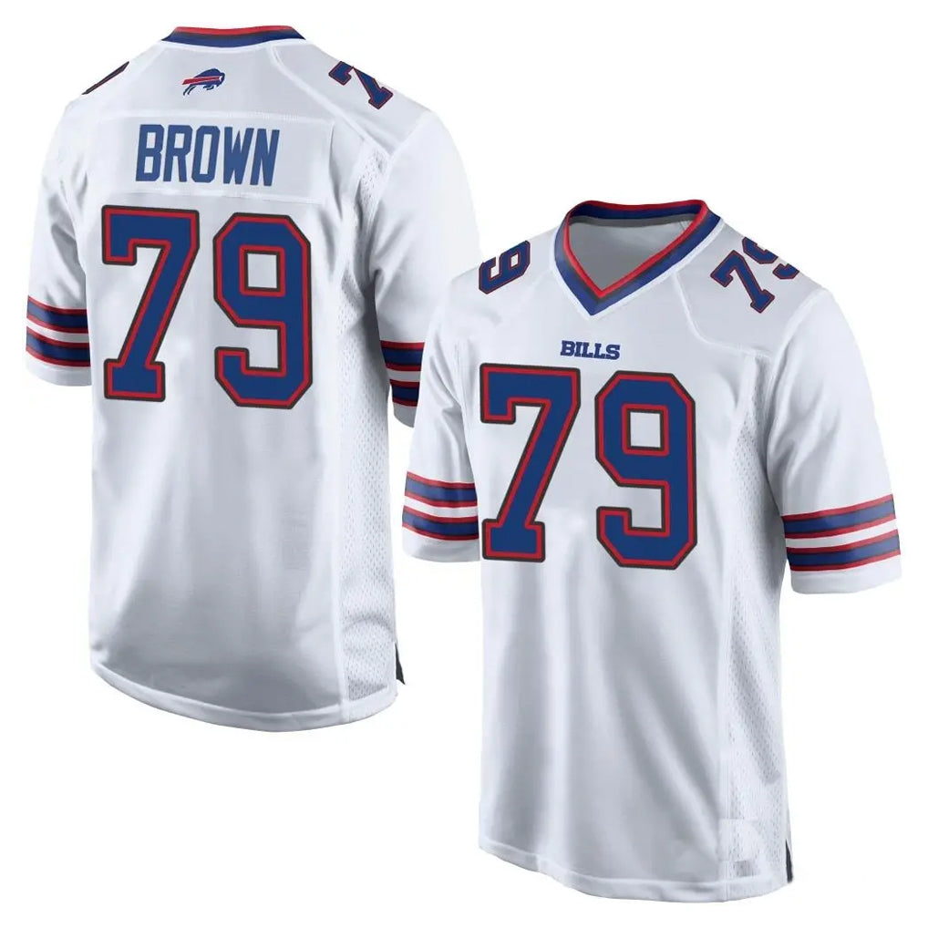 B.Bills #79 Spencer Brown Player White Home Game Odoa Stitched Jerseys