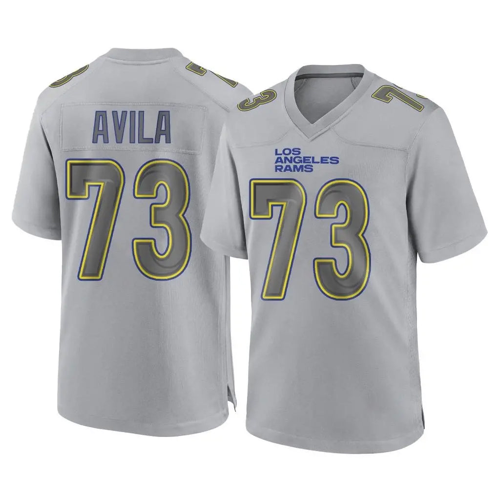 LA.Rams #73 Steve Avila Player Gray Atmosphere Fashion Home Game Odoa Stitched Jerseys