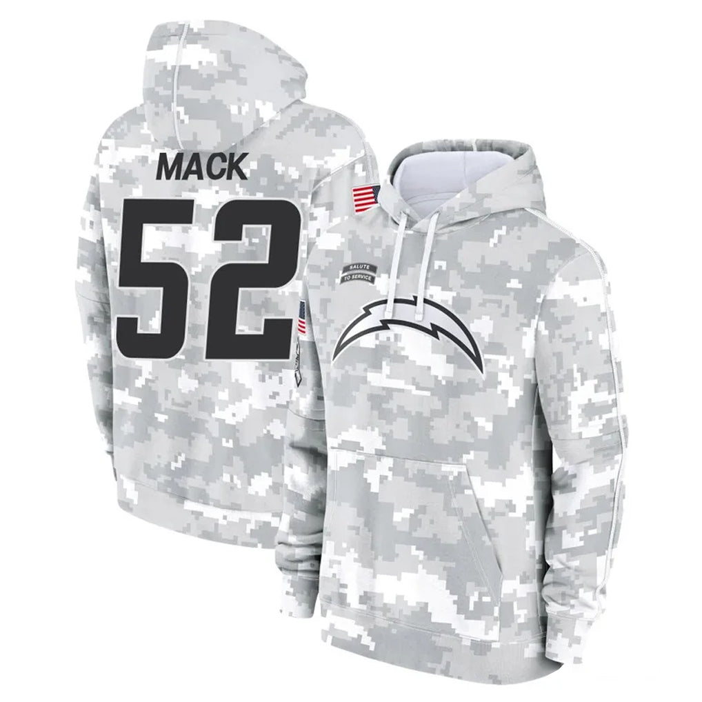 LA.Chargers #52 Khalil Mack Player Arctic Camo Salute to Service Hoodies Limited Game Odoa Stitched Jerseys