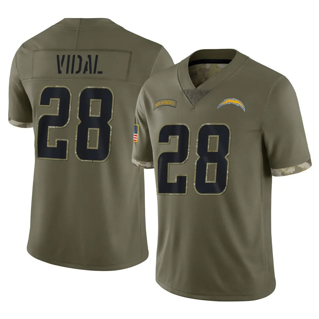 LA.Chargers #28 Kimani Vidal Player Olive Salute To Service Limited Odoa Stitched Jerseys