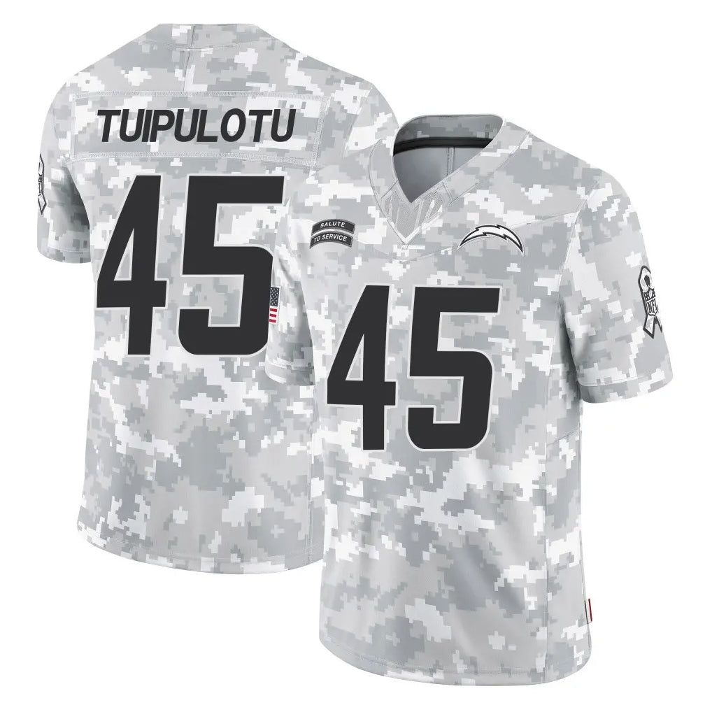 LA.Chargers #45 Tuli Tuipulotu Player Arctic Camo Salute To Service Limited Game Odoa Stitched Jerseys