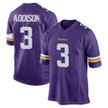 M.Vikings #3 Jordan Addison Player Purple Home Game Odoa Stitched Jerseys