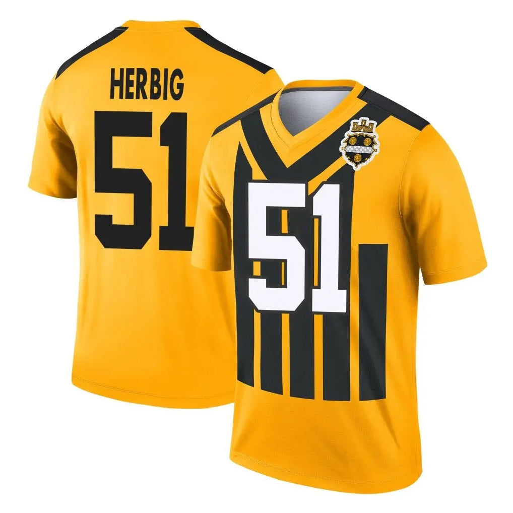 P.Steelers #51 Nick Herbig Player Gold Legend Limited 1933 Throwback Performance Home Game Odoa Stitched Jerseys