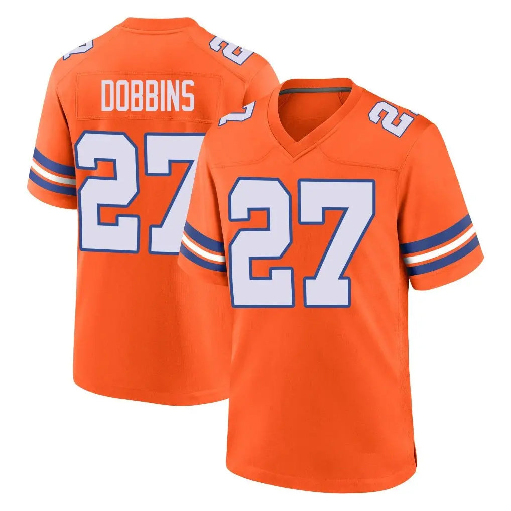 D.Broncos #27 J.K. Dobbins Player Orange Alternate Collection Throwback Game Odoa Stitched Jerseys