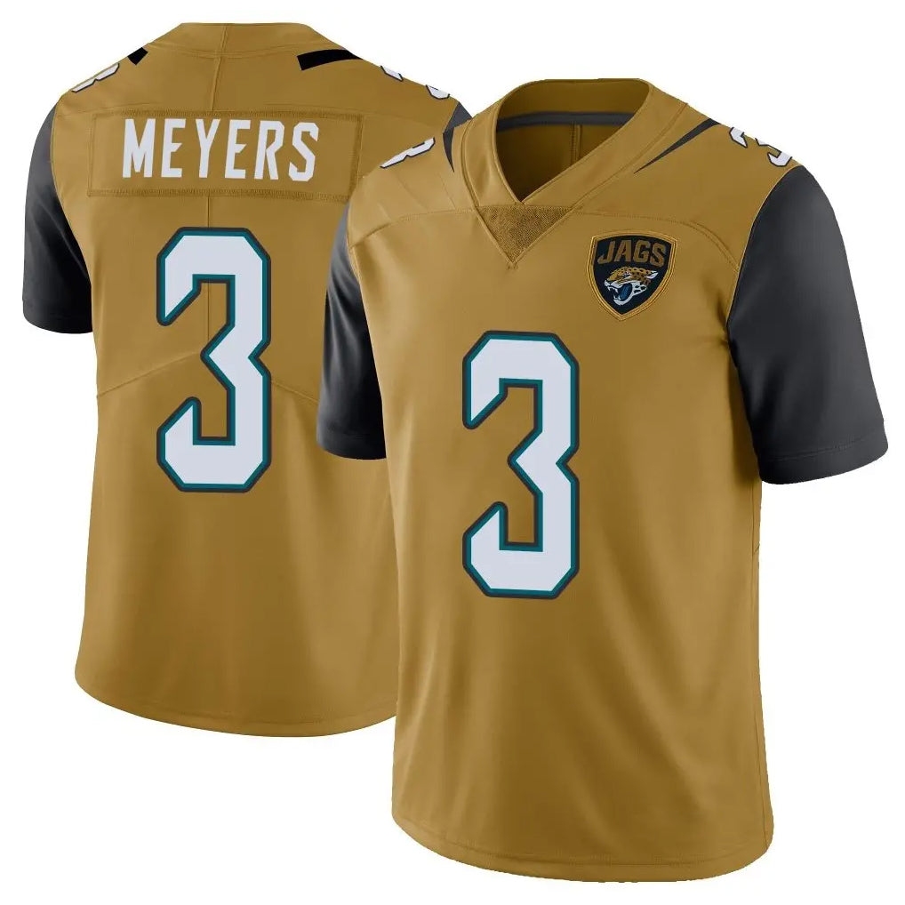 J.Jaguars #3 Jakobi Meyers Player Gold Vapor Limited Home Game Odoa Stitched Jerseys