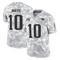 NE.Patriots #10 Drake Maye Player Arctic Camo Salute To Service Limited Game Odoa Stitched Jerseys