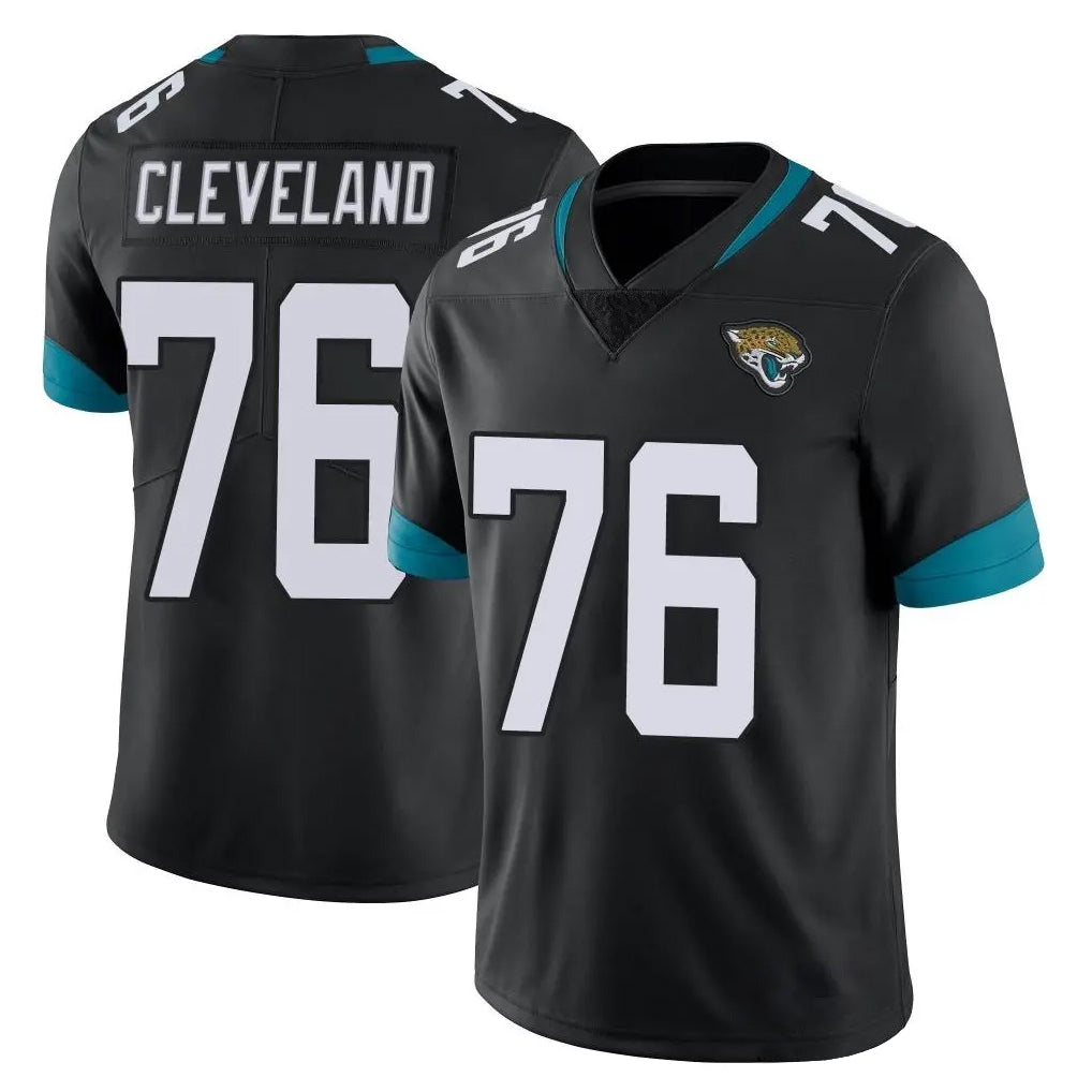 J.Jaguars #76 Ezra Cleveland Player Black Vapor Untouchable Limited Home Game Odoa Stitched Jerseys