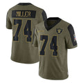 LV.Raiders #74 Kolton Miller Player Olive Salute To Service Limited Game Odoa Stitched Jerseys