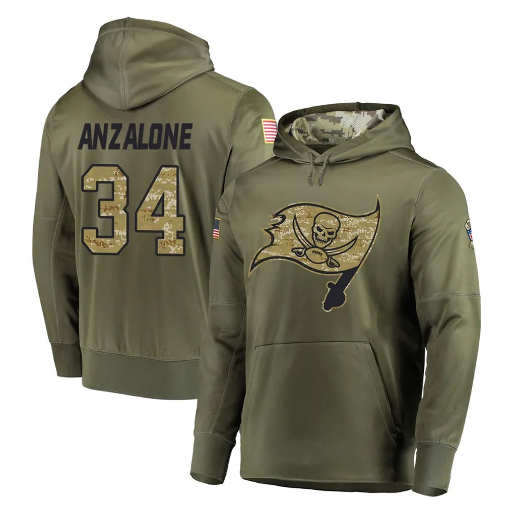 TB.Buccaneers #34 Alex Anzalone Player Olive Salute to Service Pullover Hoodie Home Game Odoa Stitched Jerseys