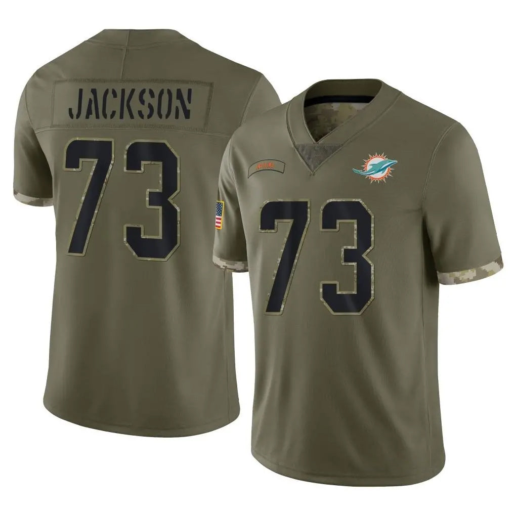 M.Dolphins #73 Austin Jackson Player Olive Salute To Service Limited Odoa Stitched Jerseys