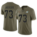 M.Dolphins #73 Austin Jackson Player Olive Salute To Service Limited Odoa Stitched Jerseys